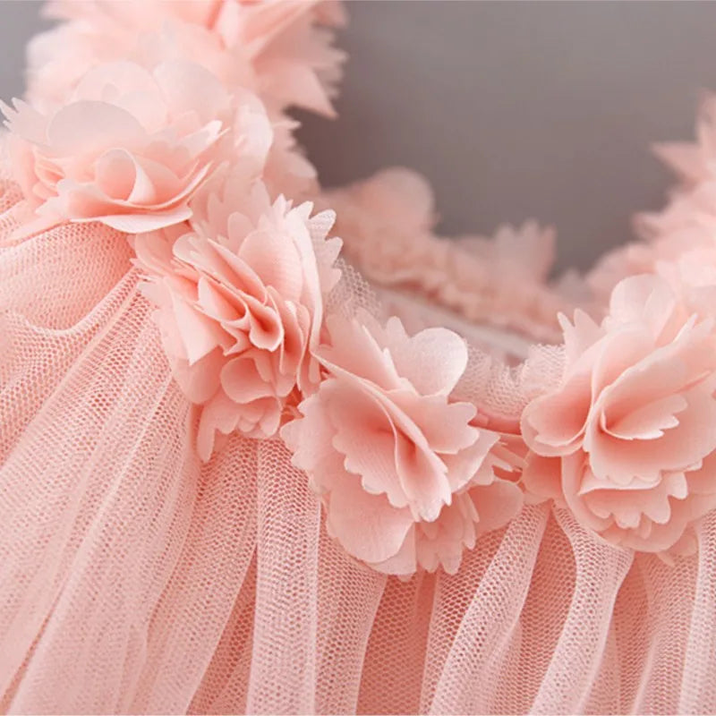 Baby Girl Princess Strap Flower Tutu Dress Infant Toddler Child Summer Sleeveless Vestido Party Dance Birthday Baby Clothes 1-7Y