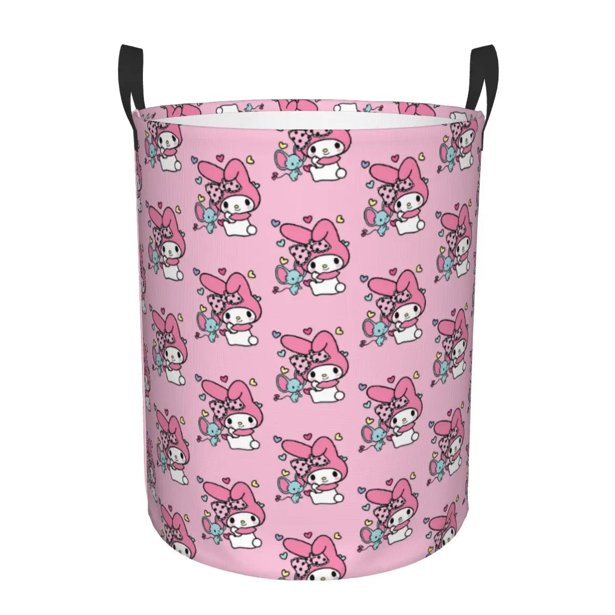 Custom Melody Laundry Basket Collapsible Pink Rabbit Clothes Hamper for Baby Kids Toys Storage Bin