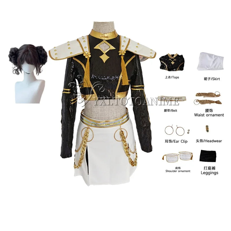 KPop Zoey Cosplay Costume Wig Black Coat Singing Suit Song-Promotion Costume Women Halloween Party Role Playing Outfit