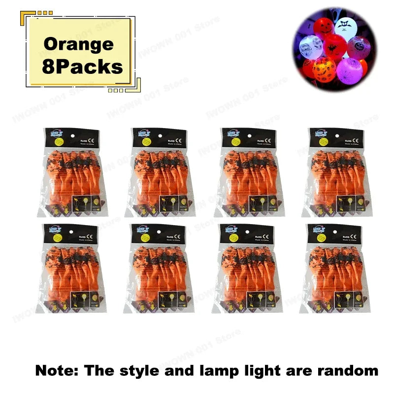 12 Inch Halloween Pumpkin Latex Balloons With Light LED Glow In The Dark Pumpkin Ghost Balloons Halloween Party Decorations