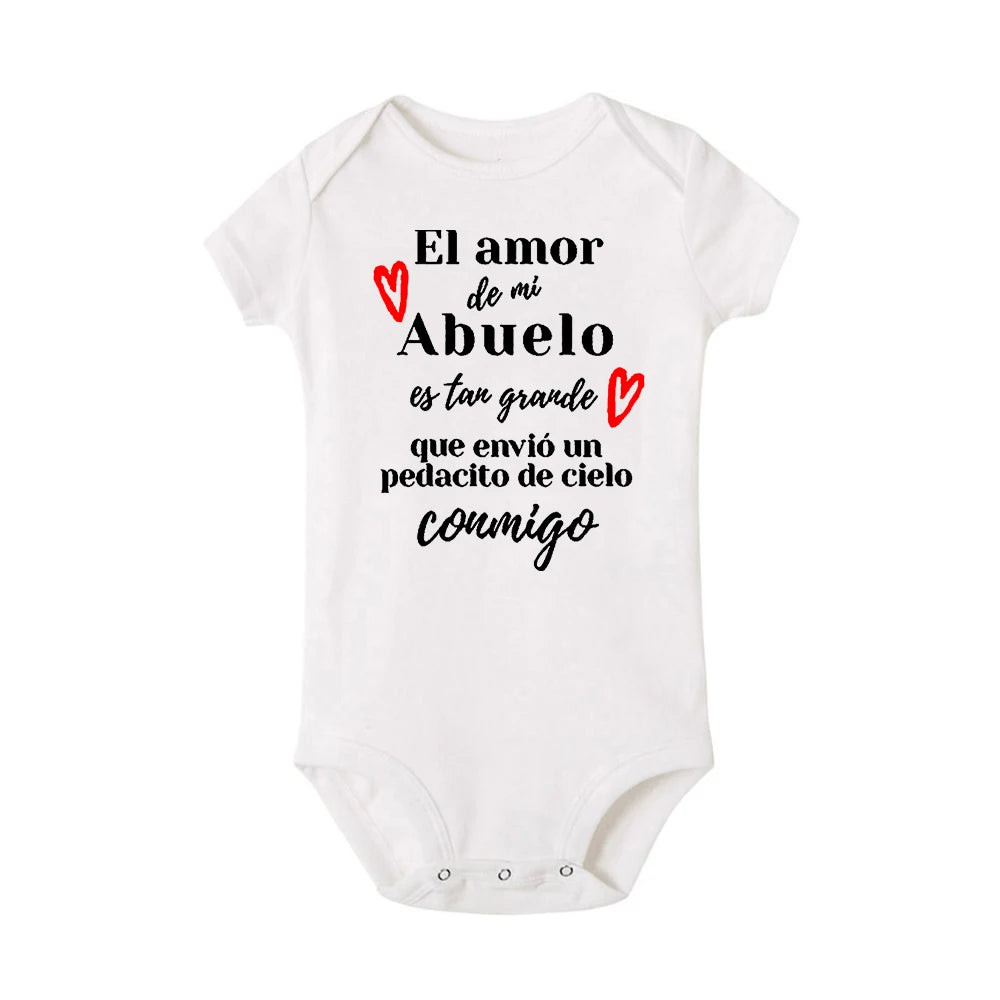 El Amor De Mi Abuelo Es Tan Grande Baby Bodysuit Spanish Print Unisex Baby Clothes Newborn Rompers Summer Boy Girl Ropa Jumpsuit