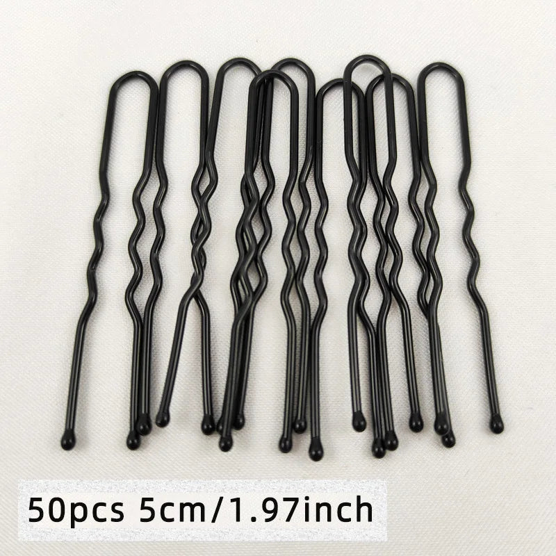50/100 PCS Women 5/6/7/8 cm Hair Waved U-Shaped Bobby Pin Barrette Grip Clip Bridal Hairpins Black Metal Hair Accessories