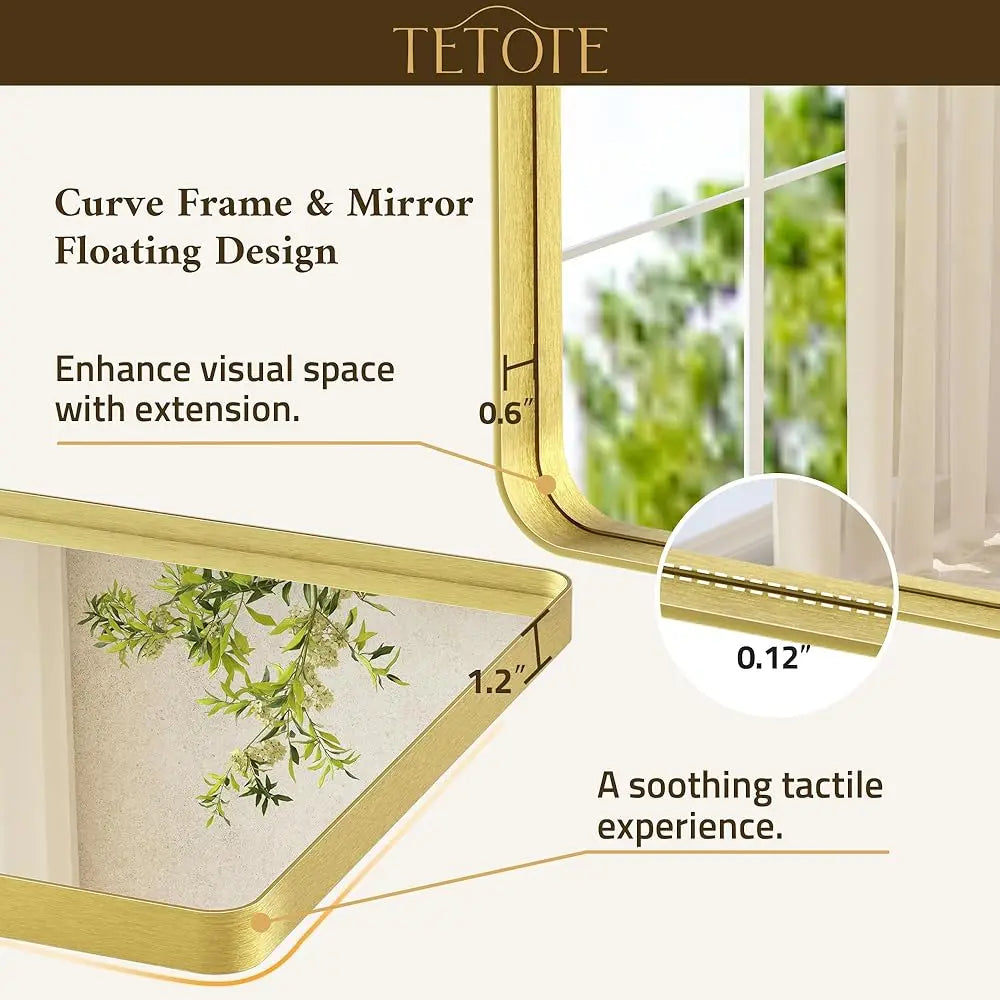 Gold Bathroom Mirror 40 X 30 H Brushed Gold Metal Framed Vanity Mirror, Tempered Glass, Wall Mounted For Bathroom, Entryway,