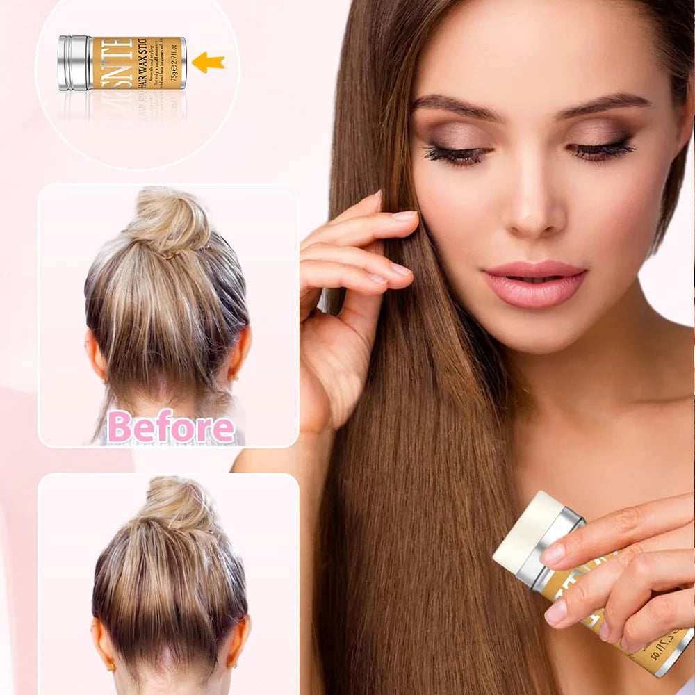 Slick Back Hair Brush Set: Hair Wax, Edge Brush, Rat Tail Comb, Bristle Brush, Smoothing Brush for Women & Kids