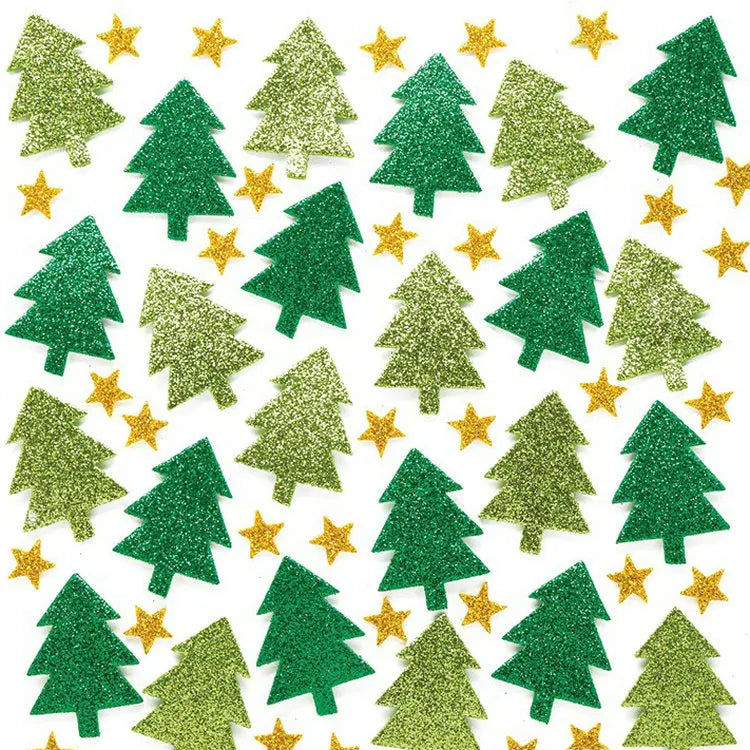 100PCS glitter snowflake christmas tree foam stickers Xmas handwork Kids diy toys Early learning educational toys OEM