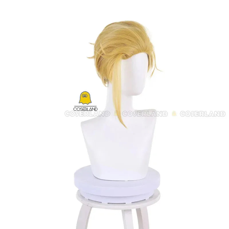 Anime Hell's Paradise Jigokuraku Yamada Asaemon Tenza Cosplay Wig Ten-chan Blonde Short Hair Red Headband Role Play Free Wig Cap