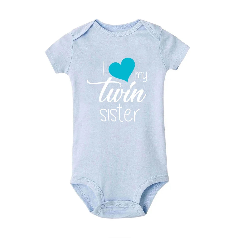 Twins Infant Bodysuit I Love My Twin Sister Brother Newborn Boys Girl Short Sleeve Jumpsuit Toddler Clothes Baby Gift Romper