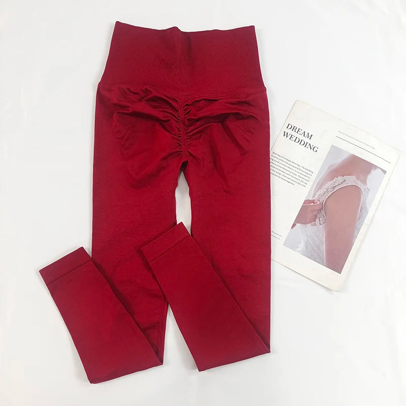 Seamless Sport Yoga High Waist Pants Leggings Sport See Through Yoga Gym Running Quick Dry Pants Scrunch Butt Pants