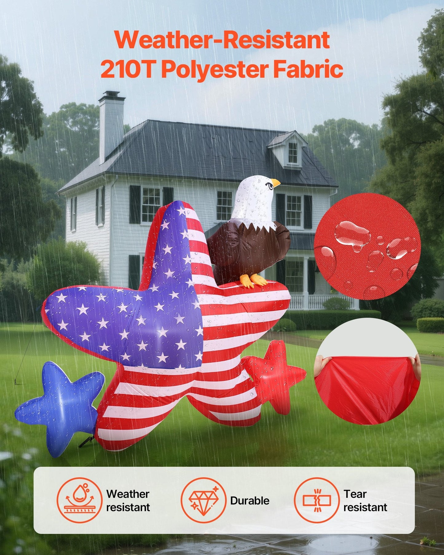 4.82 Ft Patriotic Inflatable Decoration, Fourth Of July Blow Up