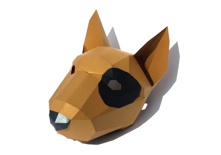Pre Cut Paper Mask 3D Bull Terrier  Halloween Costume Cosplay DIY Paper Craft Model Mask Christmas