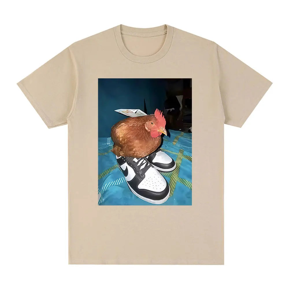Funny Dripped Out Chicken T Shirt Men Women Chicken with Shoes Print T-shirts Harajuku Fashion Short Sleeve Tee Shirt Streetwear