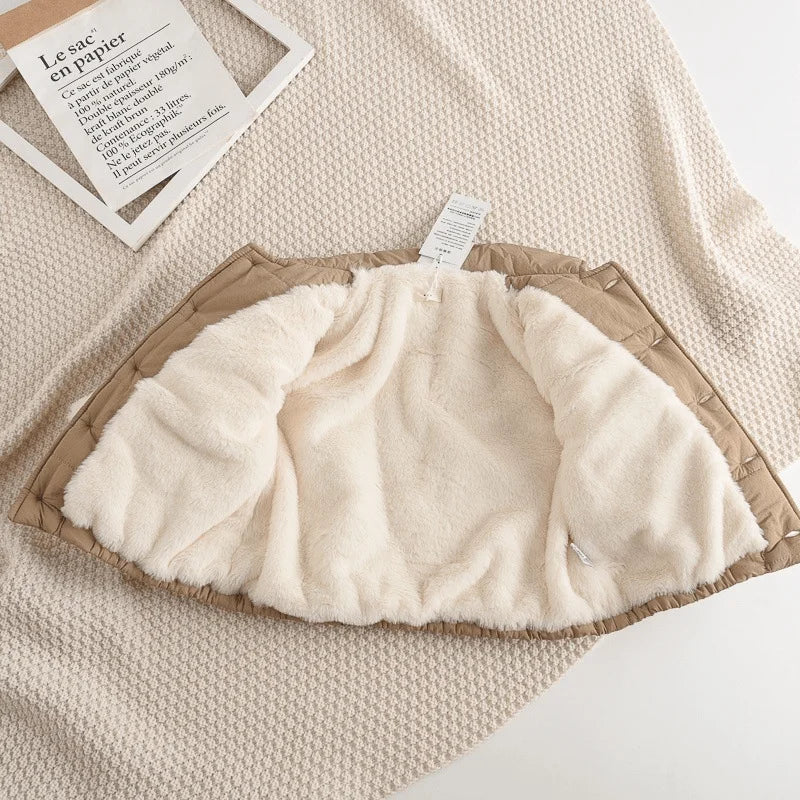 Baby Girl Boy Fleece Inside Jacket Winter Toddler Child Thick Coat Cotton Padded Single Breasted Outwear Baby Clothes 12M-5Y