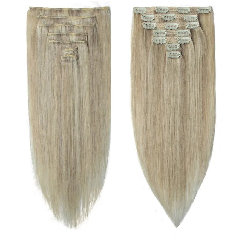 Clip in Human Hair Real Natural  Hair Extension Double Weft Full Head 7PCS Clip Ins For Add Volume Shipping from US