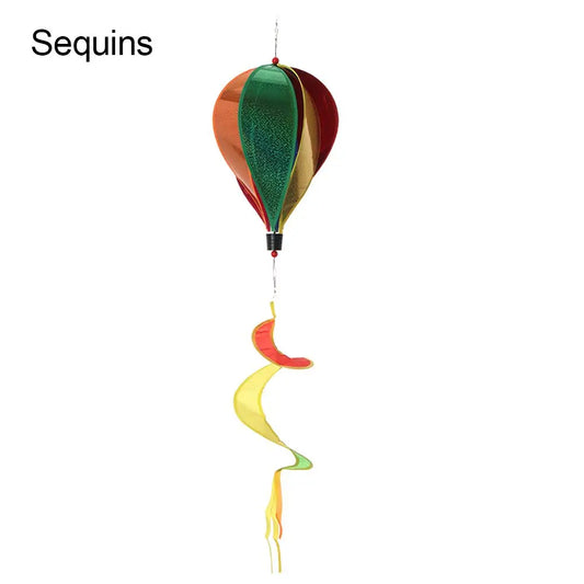 110CM Giant Rainbow Hot Air Balloon Garden Wind Spinners Pinwheels Whirligigs Windmill Toys for Yard Lawn Decorations Outdoor