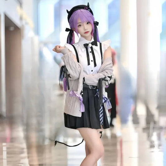 Anime Tokoyami Towa Cosplay Costume White Undergarment Coat Skirt JK Uniform with Accessories Full Set for Women Theme Party