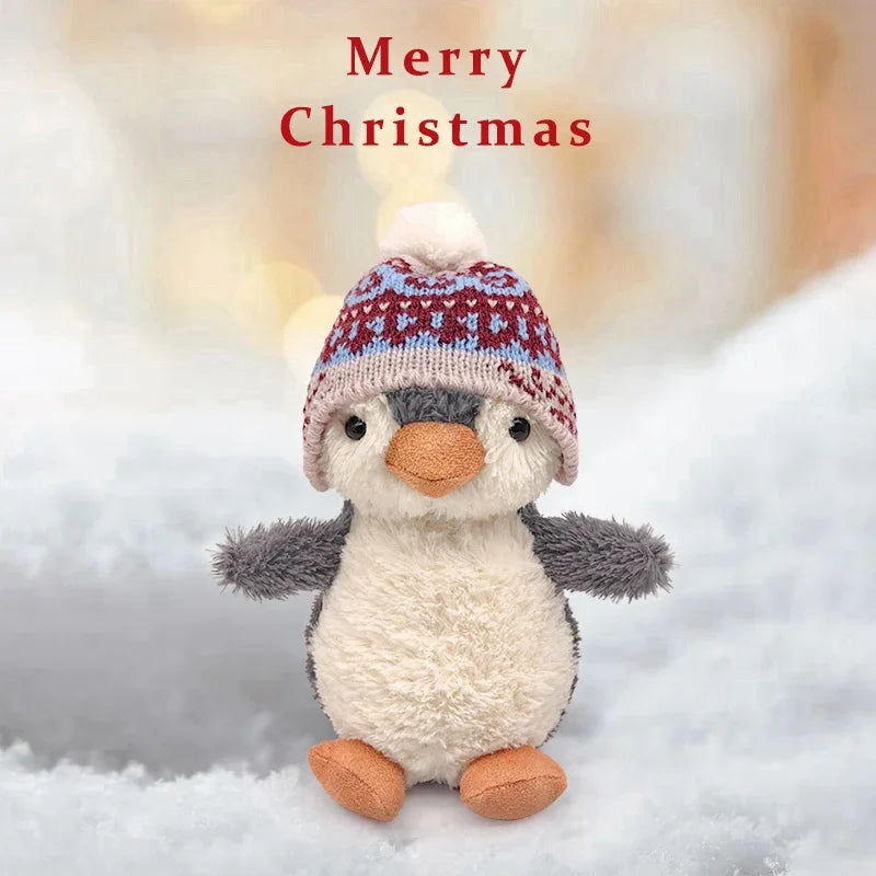Cute Penguin Wear Hat Soft Plush Pendant Toy Baby Comfort Sleep Doll Fluffy Penguin Stuffed Animal Birthday Christmas Gift Decor