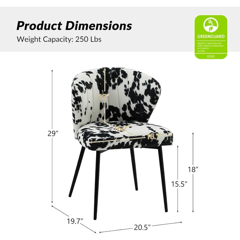 Modern Dining Chairs, Small Cute Armless Accent Chair, Upholstered Side Chair with Black Metal Legs, Tufted Back Vanity Chair fo