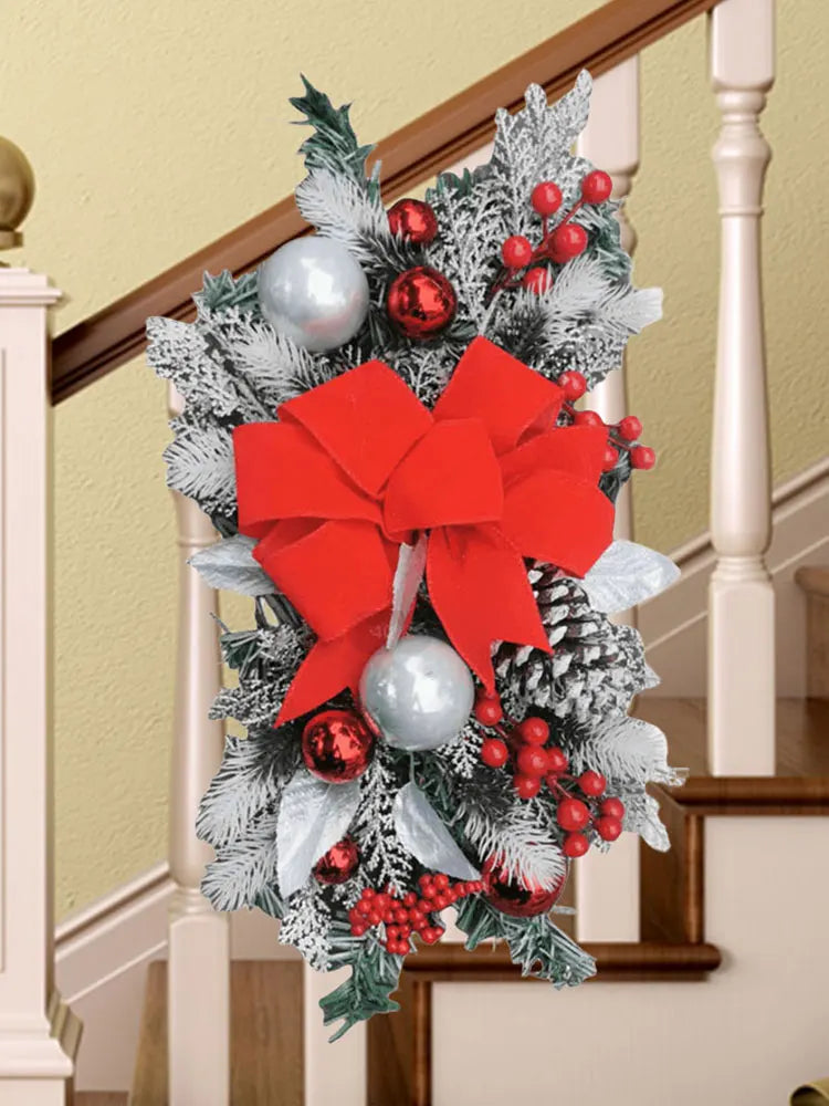 Christmas Swag Wreath Without/with Light LED Wreath Novelty Front Door Garland Wall Decor Xmas Decoration Party Supplies