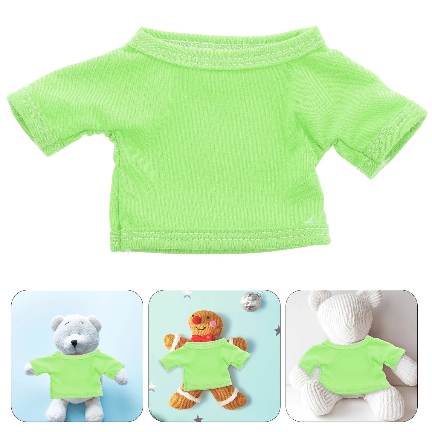 1PC Pure White Short Sleeve Bear Clothes Versatile Children Toy Collection Meticulous Craftsmanship Stuffed Animal Shirts Baby
