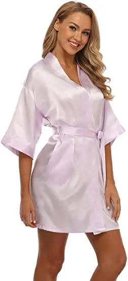 Satin Robe Female Intimate Lingerie Sleepwear Silky Bridal Wedding Gift Casual Kimono Bathrobe Gown Nightgown Sexy Nightwear