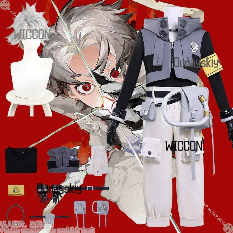Rudo GACHIAKUTA Cosplay Anime Costume Black Grey Coat Punk Fashion Uniform Y2K Black White Gradient Wigs Halloween Christmas Cos