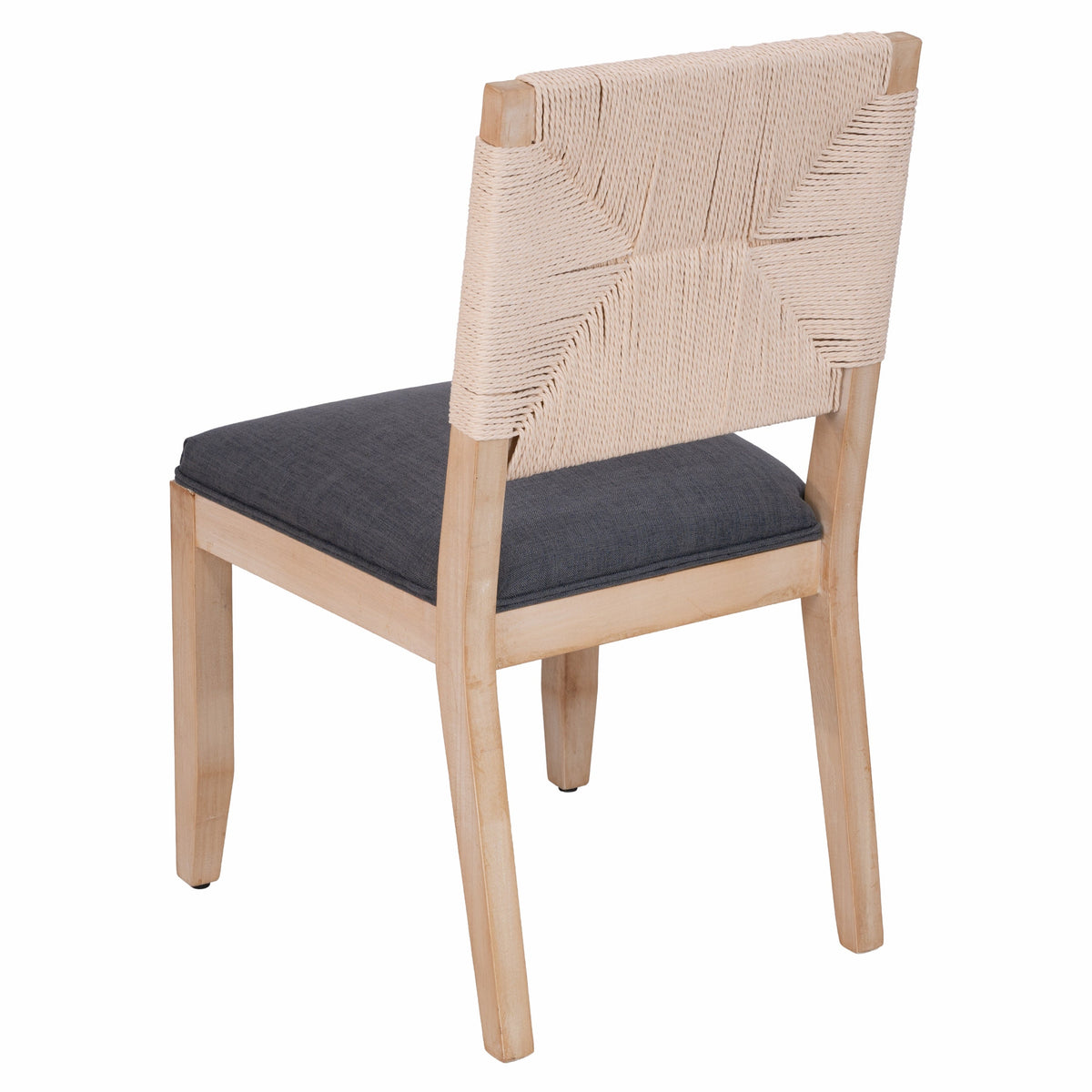 Dining Chairs Set of 2 with Woven Rope Backs and Linen Seats, French