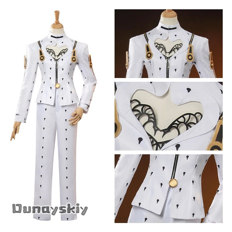 Anime Bizarre Adventure Bruno Bucciarati Cosplay Costume White Black Suits Uniform xs-3xl Men Women Full Set Hallowen Disguise
