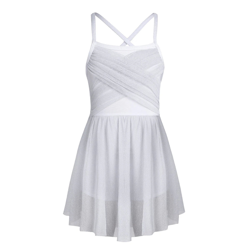 Kids Girls Ballet Leotard Dress Sleeveless Gymnastics Workout Modern Contemporary Dancewear Latin Lyrical Ballerina Costumes