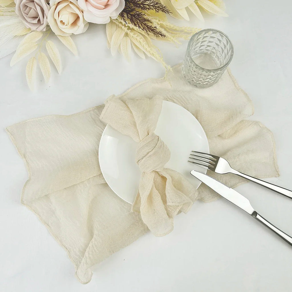 10PCS 38x38CM Sage green Wedding Cloth Napkins Gauze Fabric Pink Beige Christmas Party Dinner table Mat Decoration