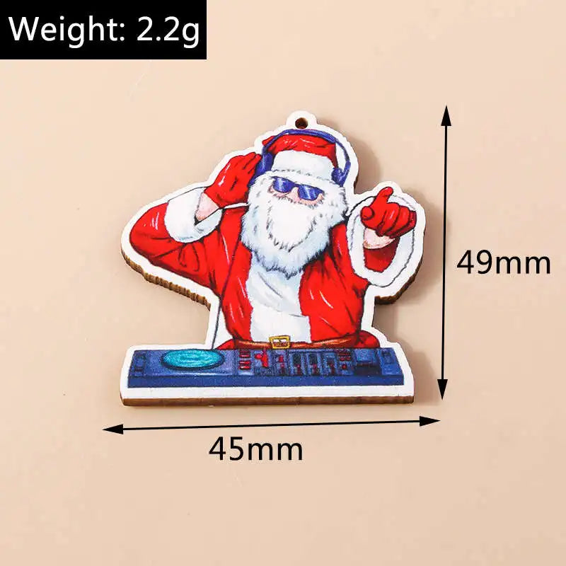 Leslie 10pcs Fashion Christmas Charms Cute Christmas Tree Deer Bell Snowman Pendant for Earring Necklace Making Accessories