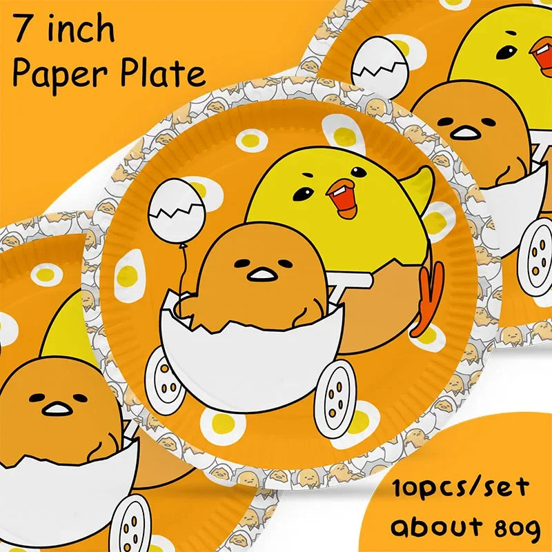 Gudetama: An Eggcellent Theme Birthday Party Cutlery Paper Cups Paper Plates Paper Disposable Party Decoration Supplies For Toys