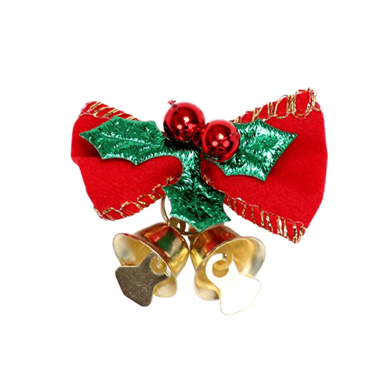 8pcs/pack 3cm Small Bell Bow Christmas Tree Decorations Mini New Year Ornaments Bows Christmas Garland Bell Bowknot Crafts