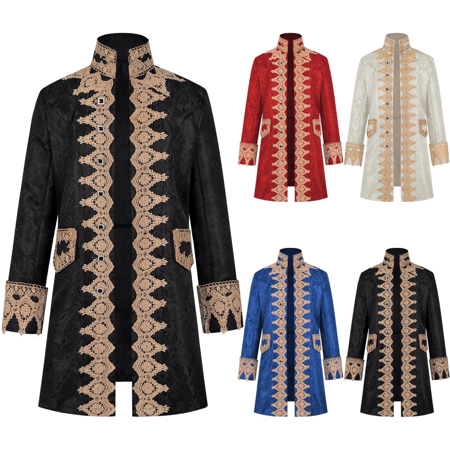 Long Sleeve Retro Men's Uniform Costumes Coat Middle Ages Prince Punk Steampunk Jacket Steampunk Retro Halloween Cosplay