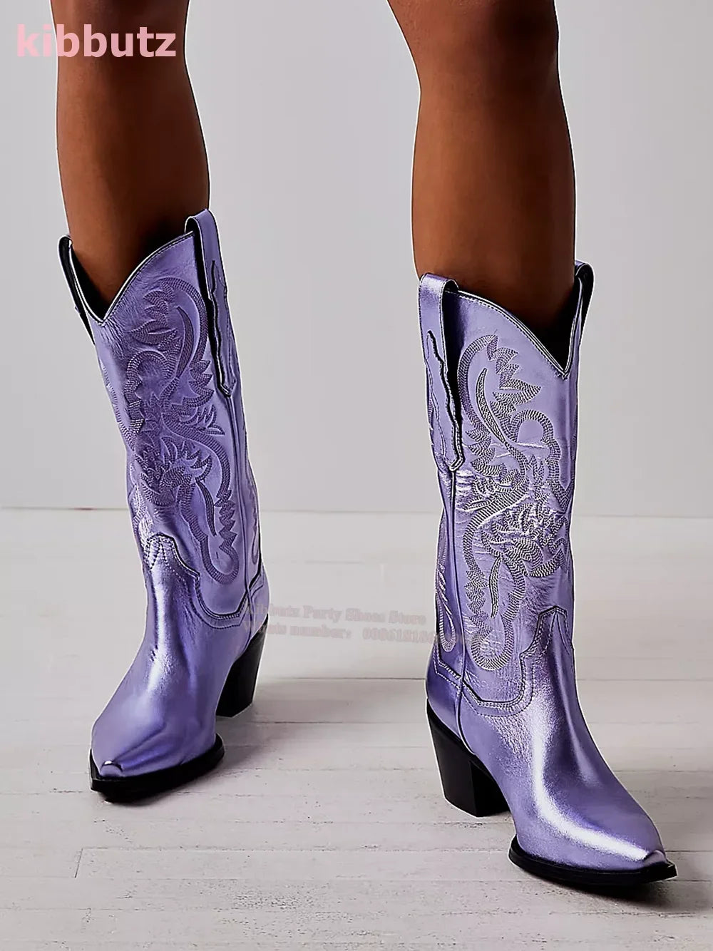 Cowboy Knee-High Boots Pointed Toe Strange Style Leather Solid Slip-On Fashion Luxury Concise Novelty Sexy Super High Shoes New