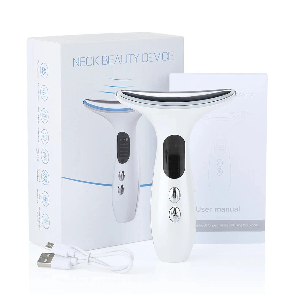 Comfortable Facial Massager Face And Neck Beauty Device For Skin Care Adults Mens And Womens White Face And Neck Massager