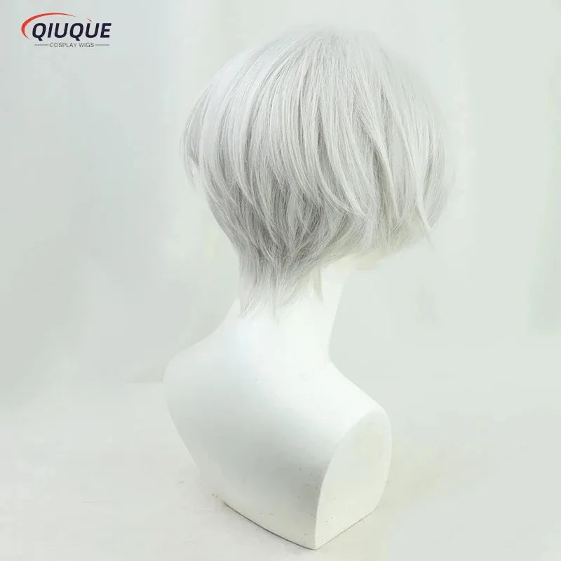 COSda@Anime Tenjiku Izana Kurokawa Cosplay Wig Silver White Heat Resistant Hair Wigs + Wig Cap + Earrings PropsCOSda@
