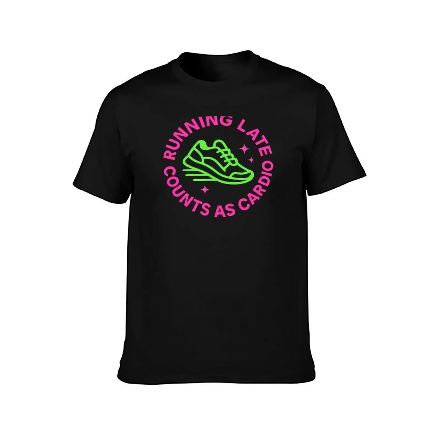 Does Running Late Count as Exercise? – Neon Retro Running Shoe Circular Design Tee & Merch T-Shirt clothes mens vintage t shirts
