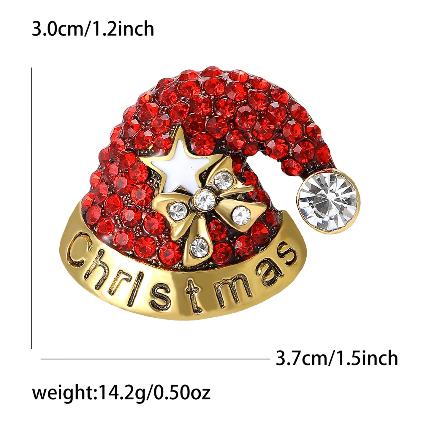 Cute Stylish Enamel Rhinestone Christmas Hat Alloy Brooch Personality Trend Festival Party Suit Dress Jacket Pin Decoration
