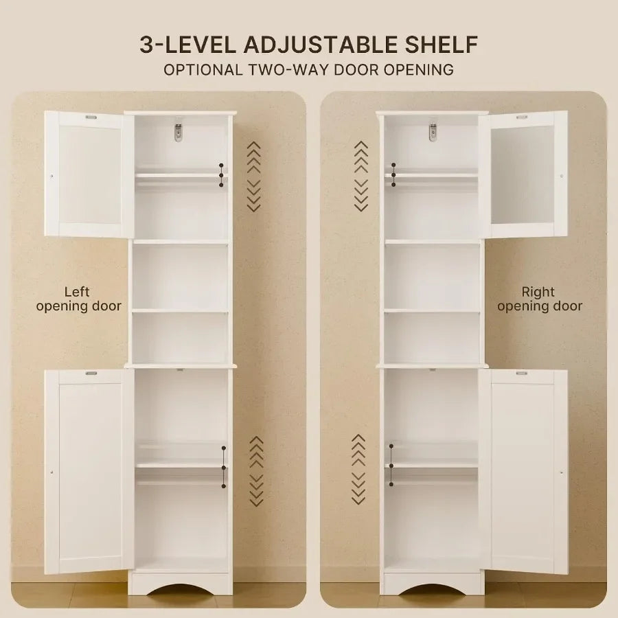 Bathroom storage cabinet combo: white MDF material, moisture-resistant finish, space-saving design for small bathrooms