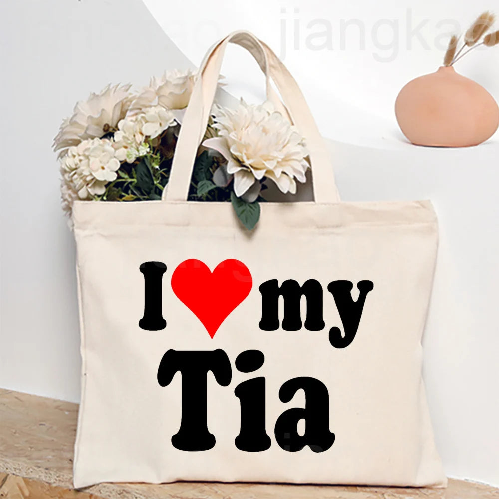 Best Aunt in The World Spanish Printed Tote Bag Women Shopping Bags Canvas Shoulder Bag Birthday Holiday Christmas Gift for Tia