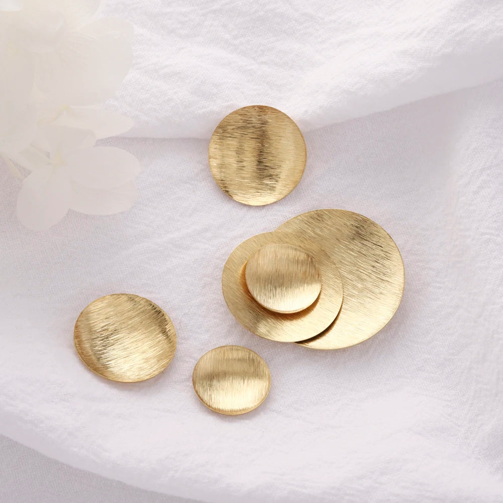 Raw Brass Brushed Round Convex Dome Discs Pendant Charms for Diy Hammered Jewelry Stud Earring Bracelet Necklace Making Findings