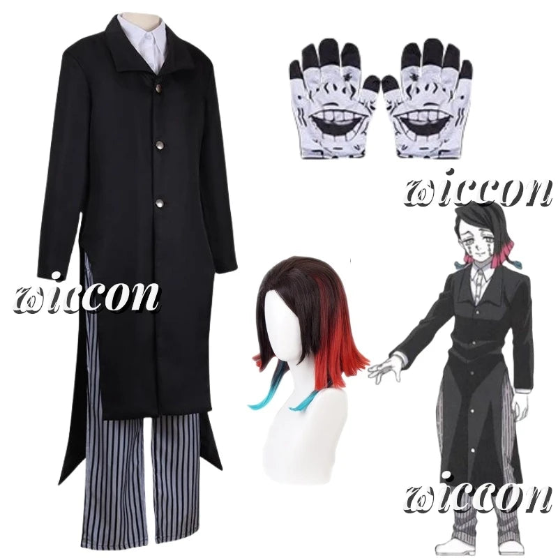 Enmu Demon Cosplay Costume Coat Shirt Pants Glove Wig Halloween Party Men Women