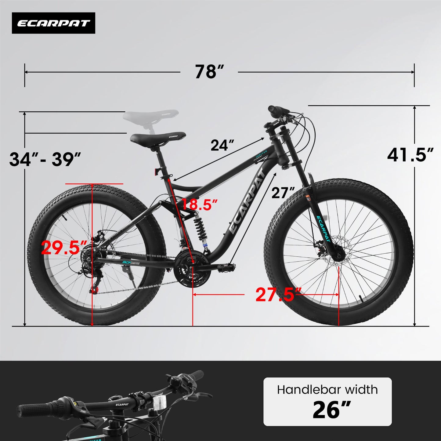 Ruffryde Ecarpat™ 26" Full Suspension MTB (21-Speed, Dual Disc, Black)
