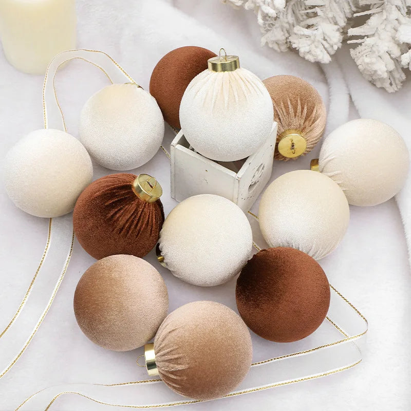 12Pcs/8cm Christmas Ball Decoration Supplies Exquisite Christmas Tree Ornaments Pendant New Year Home Party Decoration