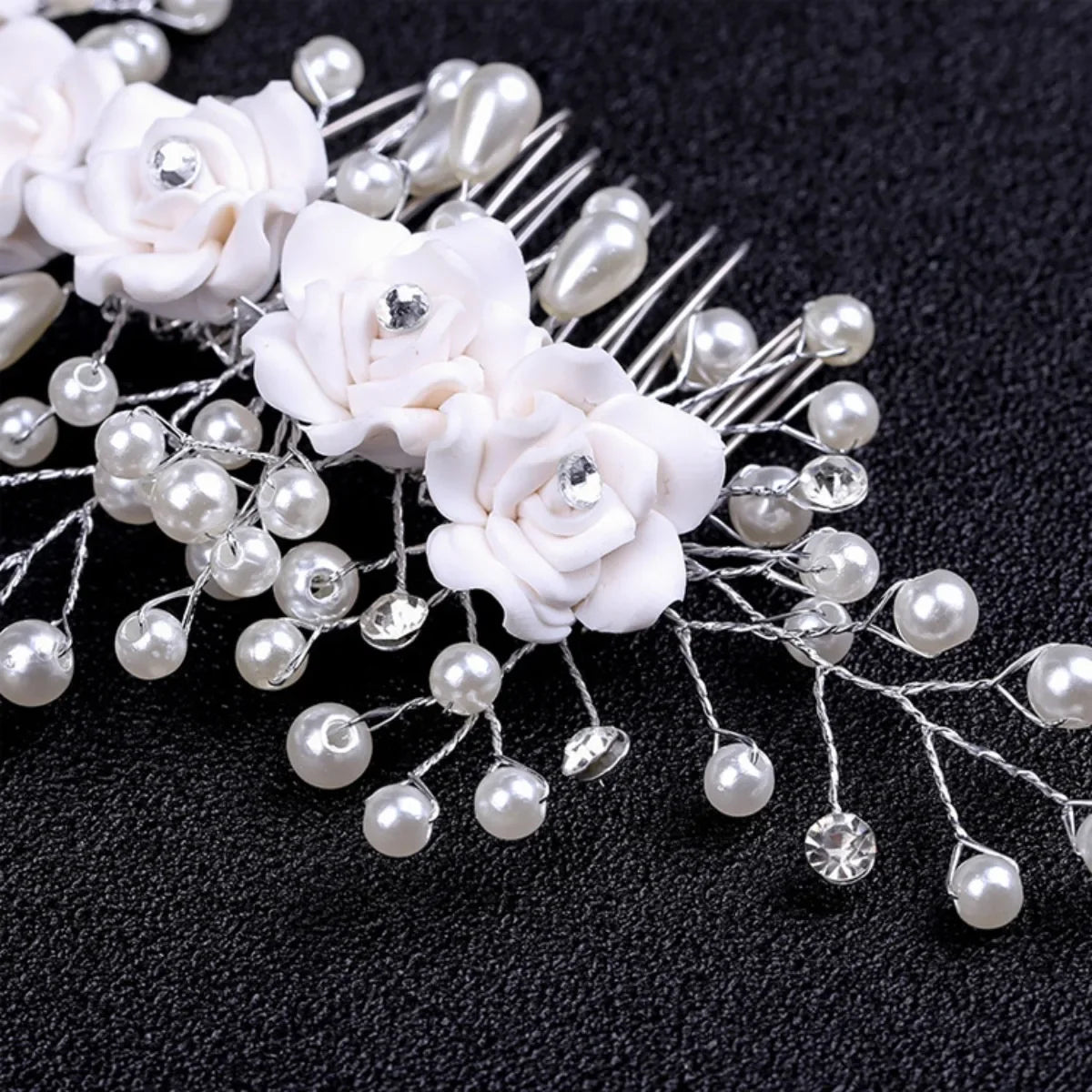 Elegant Ceramic Flower Bridal Comb Korean Style Handmade Wedding Hair Fork Bride Hair Accessory Gift for Her Special Day