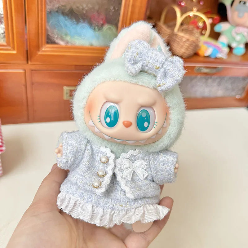 Cute Clothes for 17cm Labubu Doll Fashion V1V2 Idol Clothing DIY Kids Gift Dress for Labubu Cloak Clothes Hair Dolls Accessories