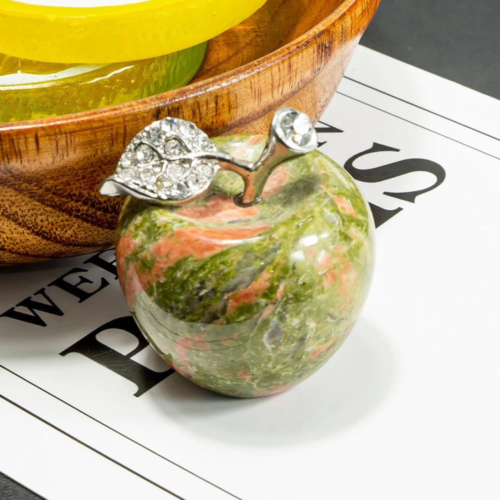 Natural Crystal Apple Jewelry Quartz Home Decoration Christmas Gift 15 Colors Healing Spirit Lucky Halo Desktop Ornament