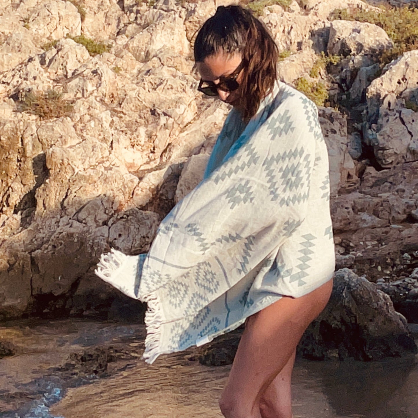 KILIM PASTEL GREEN Handgewebtes Hamamtuch