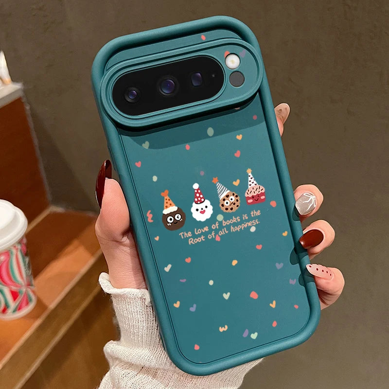 Christmas Elements Soft TPU Case For Google Pixel 8A 8 Pro 9 Pro XL 7A Shockproof Candy Color Silicone Phone Cover For Pixel 8 9