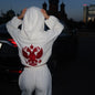 Street Trend Back Embroidered Hoodie Pants Suit Autumn and Winter Women Simple Loose Thick Warm Sports Zipper Jacket Pants 2Pcs